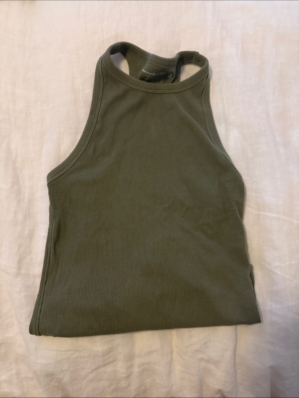 Abercrombie & Fitch Olive Ribbed Racerback Bodysuit